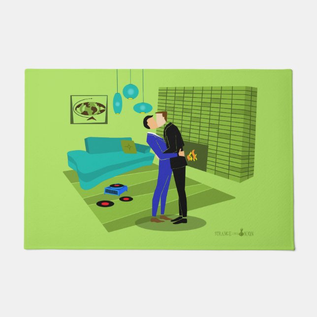 Retro Gay Couple in Liebe Fußmatte (Vorderseite)