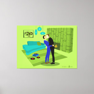 Retro Gay Couple in Liebe gesteppte Canvas Print Leinwanddruck
