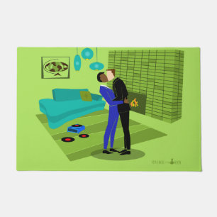 Retro Gay Couple in Liebe (interrazial) Door Mat Fußmatte
