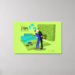 Retro Gay Couple in Liebe Leinwanddruck