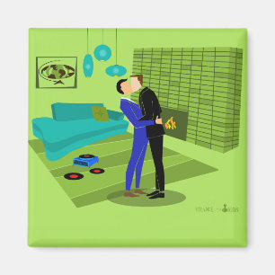 Retro Gay Couple in Liebe Magnet