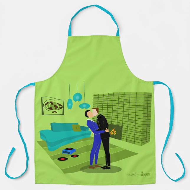 Retro Gay Couple in Liebe Schürze (Vorderseite)