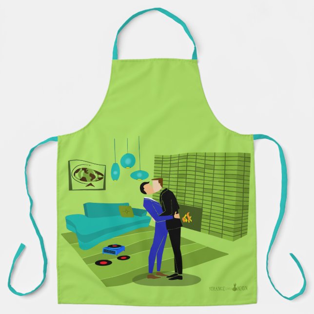 Retro Gay Couple in Liebe Schürze (Vorderseite)