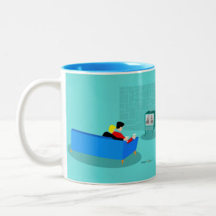 Retro Gay Couple-TV-Tasse Zweifarbige Tasse