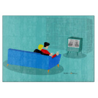 Retro Gay Couple Watching TV Cutting Board
