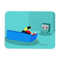 Retro Gay Couple Watching TV Flexibles Foto Magnet