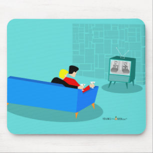 Retro Gay Couple Watching TV Mousepad