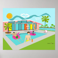 Retro Gay Pink Flamingo Pool Party