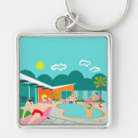 Retro Gay Pool Keychain