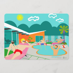 Retro-Gay-Pool-Party Einladung