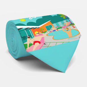 Retro Gay Pool Party Necktie Krawatte