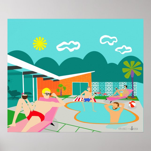 Retro Gay Pool Party Poster (Vorne)