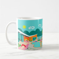 Retro Gay Pool Party Poster Tasse