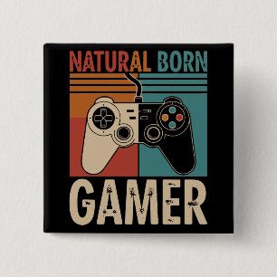 Retro geborener Gamer lustig Button