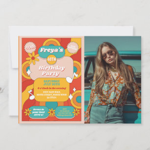 Retro Geburtstag 60er 70er 80er Musik Vintage Part Einladung