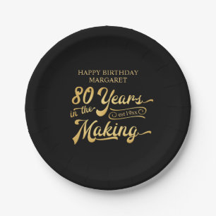 Retro Geburtstag 80 Jahre im Werden Personalisiert Pappteller
