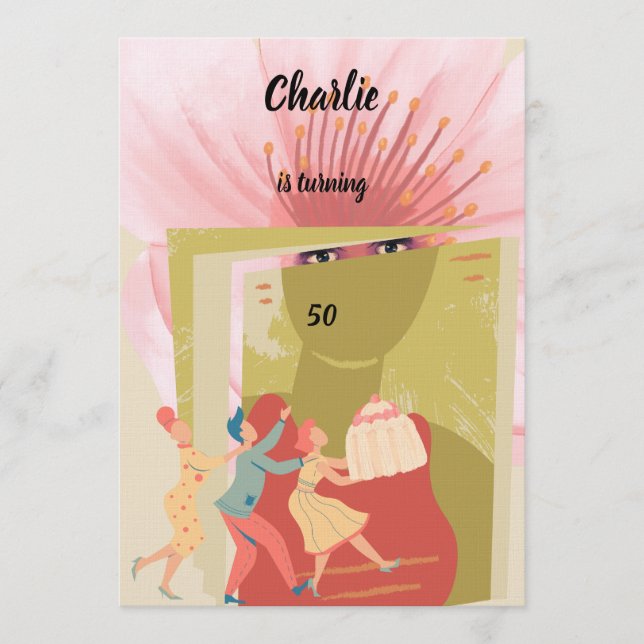 Retro Geburtstag Einladung (Vorderseite)