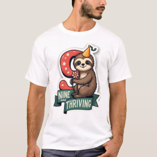 Retro-Geburtstags-Faultier-Mädchen-Party-Vektor-De T-Shirt