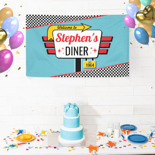 Retro-Geburtstagsfeier-Banner im Stil eines Diners Banner
