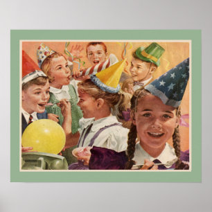 Retro-Geburtstagsfeier Vintage-Kindheitserinnerung Poster