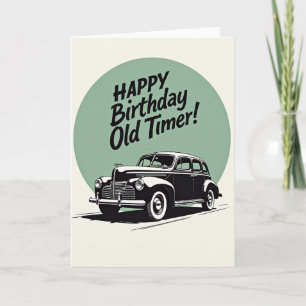 Retro-Geburtstagskarte mit Auto-Illustration Karte