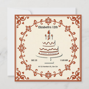 Retro-Geburtstagskarten-Design – Vintage-Blumendes Einladung