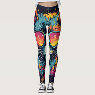 Retro Geek Chic Feline Leggings