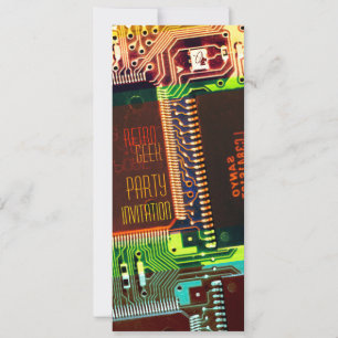 Retro Geek Party ・ Farbenfrohe elektronische CPUs  Einladung