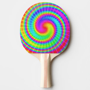 Retro gefärbte KrawatteHippie psychedelisch Tischtennis Schläger