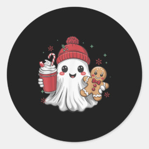Retro-Geist-Beanie-Weihnachten-Feiertag-Xmas-Kaffe Runder Aufkleber