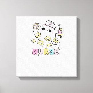 Retro-Geist-Krankenschwester-Halloween-Design Klas Leinwanddruck