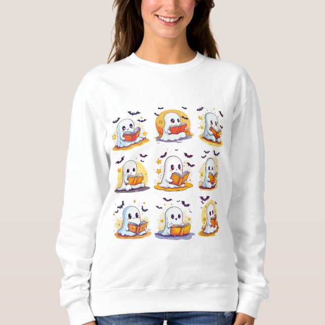 Retro-Geist-Lesebücher – Süßer gruseliger Buchlieb Sweatshirt (Vorderseite)