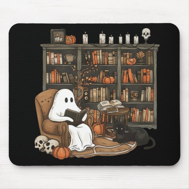 Retro-Geist liest Bücher, Bibliothekar-Geist Mousepad (Vorne)