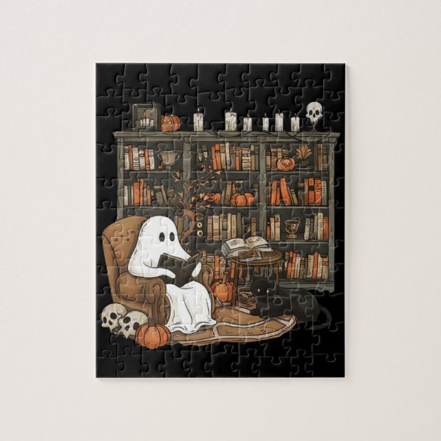 Retro-Geist liest Bücher, Bibliothekar-Geist Puzzle (Vertikal)