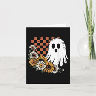 Retro-Geist mit Sonnenblumen Vintage-Halloween-Vib Karte