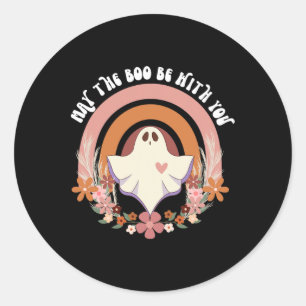 Retro-Geist Vintage-Blumen Boho-Halloween Süßer He Runder Aufkleber