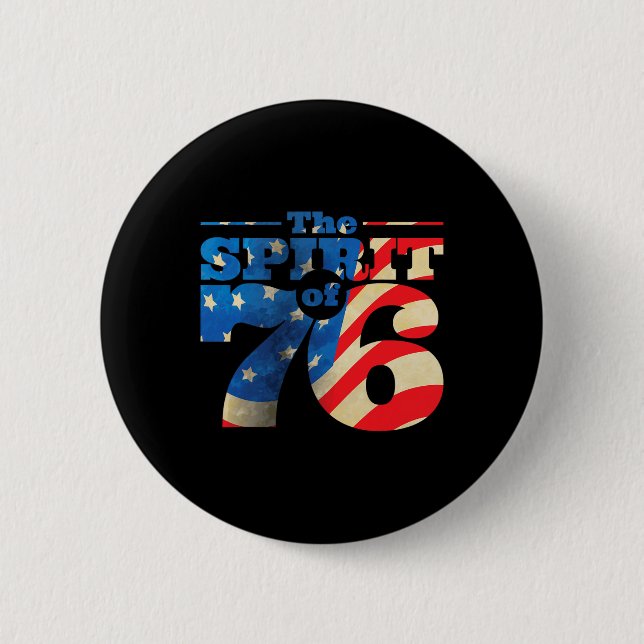 Retro Geist vom 76. 4. Juli Shirt Button (Vorderseite)