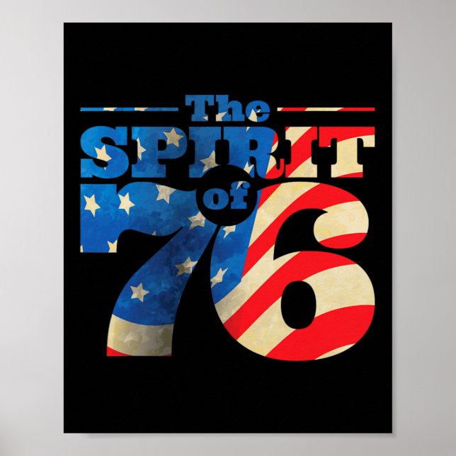 Retro Geist vom 76. 4. Juli Shirt Poster (Vorne)