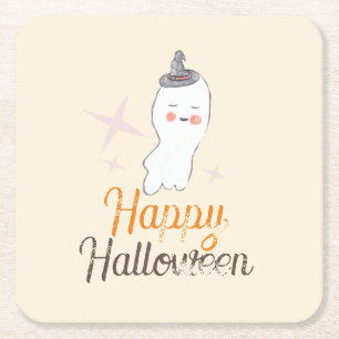 Retro-Geister-Doodle-Halloween-Geburtstagsfeier    Rechteckiger Pappuntersetzer