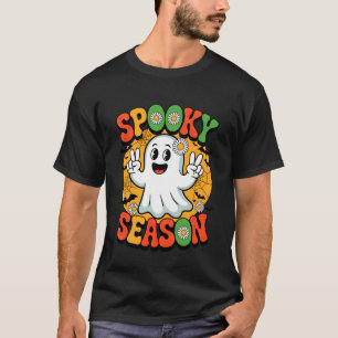 Retro-Geisterhand-Friedenszeichen-Halloween-Süßes- T-Shirt