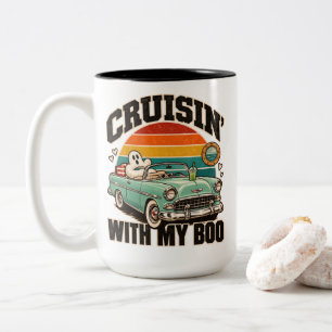 Retro-Geisterwagen Cruisin 'mit meinem Boo Hallowe Zweifarbige Tasse