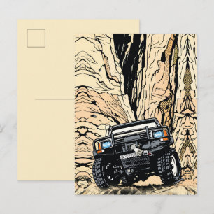Retro-Geländefahrzeug Rock Crawl Pop-Art Postkarte