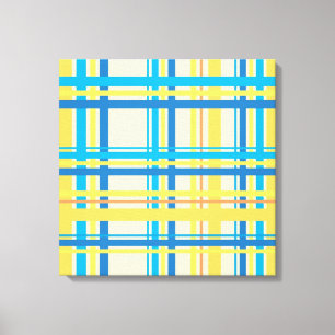 Retro Gelb, Blau, Braun, Creme Abstrakt Art Leinwanddruck