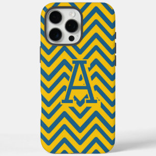 Retro Gelb Blau Chevron Farbige Vintage-Muster iPhone 16 Pro Max Hülle