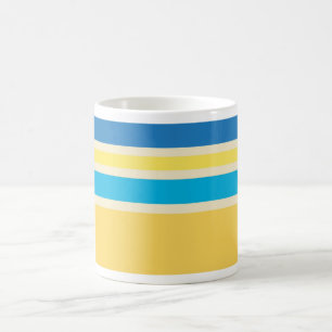Retro Gelb Blau Creme Streifen Muster Tasse