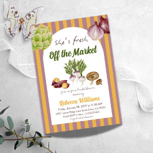 Retro-Gelb-Fresh-off-Market-Brautparty Einladung