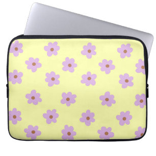 Retro Gelb Lila Blumenzitze Frühling & Sommer Laptopschutzhülle