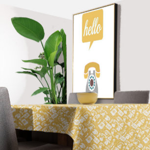 Retro-Gelb oder ein beliebiges Farbtelephonmuster Tischdecke
