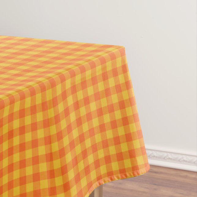 Retro Gelb Orange Gingham-Partytisch-Dekor Tischdecke (Beispiel)