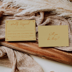 Retro Gelb Orange Handgeschriebene Hochzeit RSVP Karte